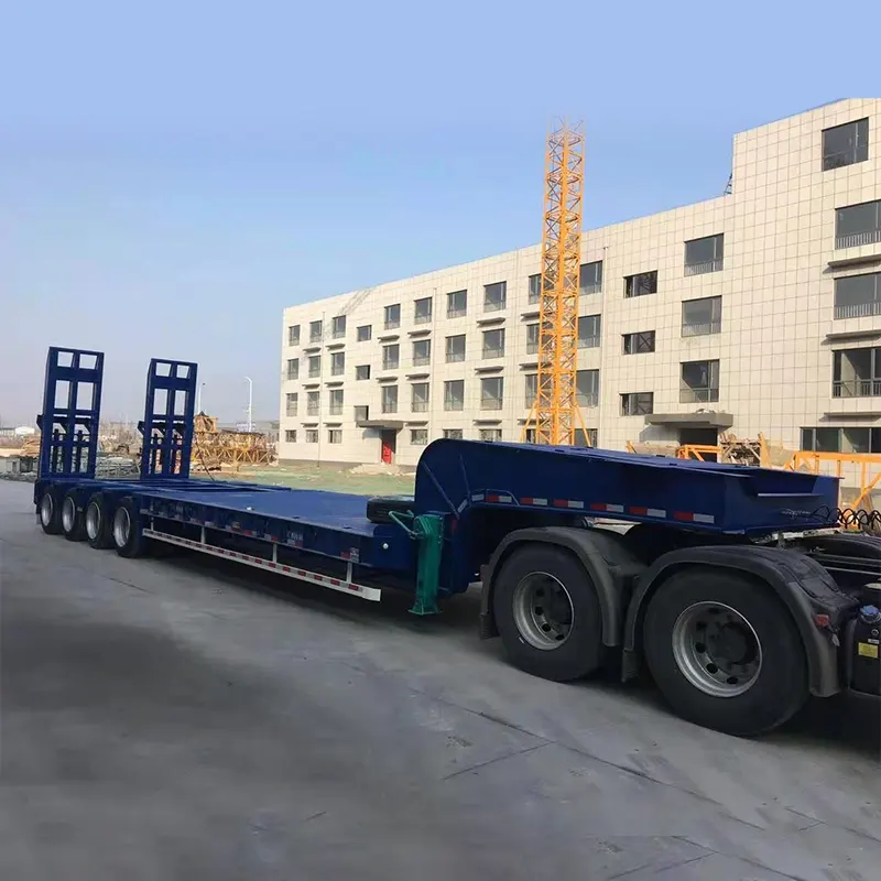 80-100 Tons IV axes Lowbed Semi trailers cum Audi Ramp